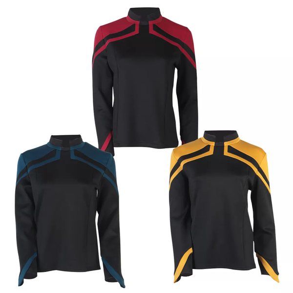 Cosermart Star Trek Picard  Admiral JL Uniform  Red Gold Blue Top Shirts Coat For  Female