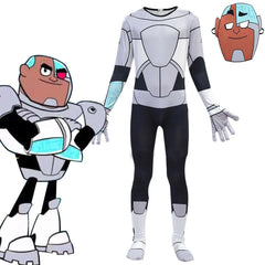 Teen Titans Cyborg Kids Mask Jumpsuit Halloween Carnival Suits Costumes