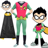 Cosplay Teen Titans Robin Kids Mask Jumpsuits Cape Halloween Boys Carnival Suits