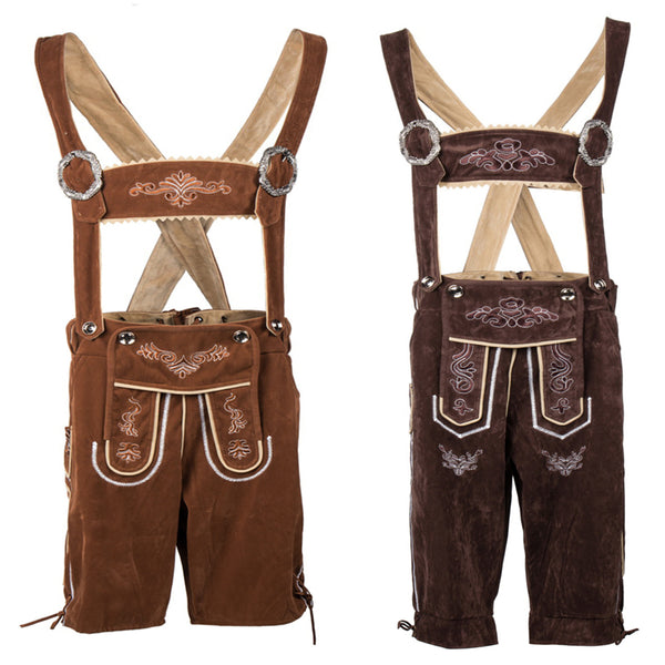 Deluxe Men's Bavarian Lederhosen Beer Guy Costume Oktoberfest Carnival Party Fancy Dress Suspenders Shorts