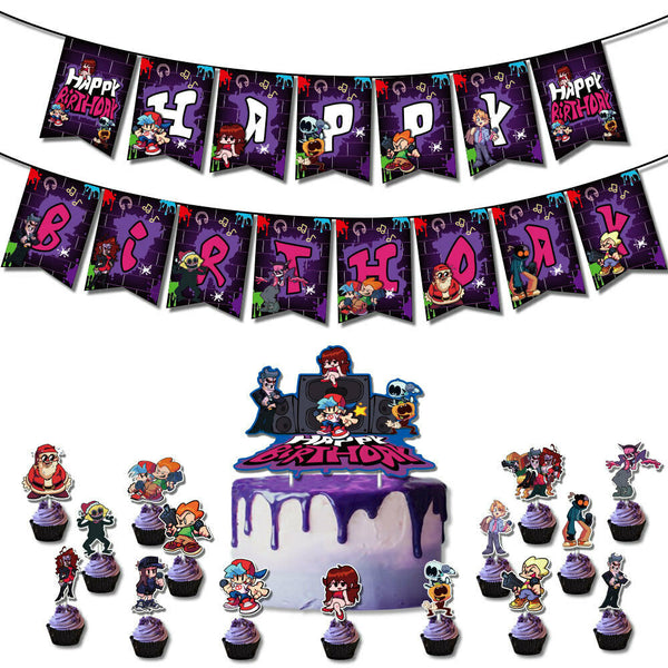 Friday Night Funkin Party Supplies Latex Balloons Banner Birthday Decorations