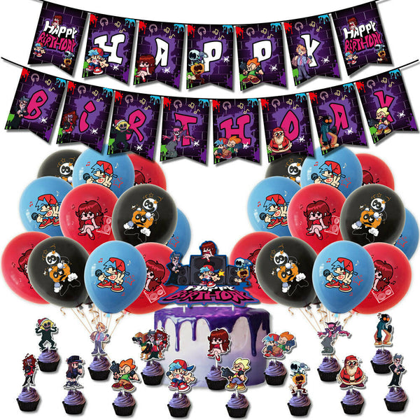 Friday Night Funkin Party Supplies Latex Balloons Banner Birthday Decorations
