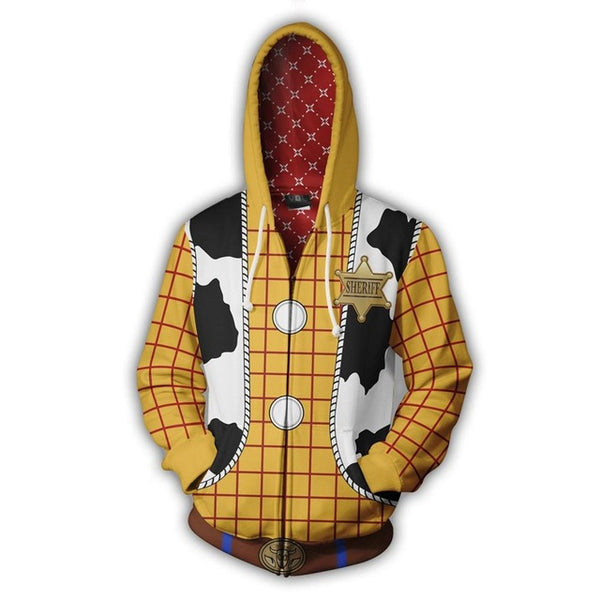 Woody Zip up Hoodies Sweatshirt Long Sleeve Cowboy Woody Cosplay Costumes 3D printed hooded Sweatshirts Jacket Coat Sweater