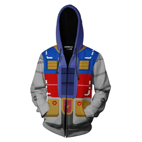 3D Printing MOBILE SUIT GUNDAM Anime Hero Cosplay Sweatshirt Hoodie Men Top Sweater Zip Hoodie Gundam Cosplay Costume