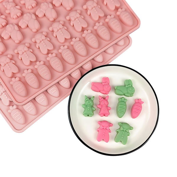 2 Pcs Easter Bunny Silicone Mold for Scented Wax Melts, Chocolate Truffles, Candy, Jelly, Ice Cube Tray