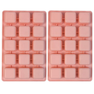 2 Pcs 15-Cavities Square Silicone Mold for Scented Wax Melts, Chocolate Truffles, Candy, Jelly, Ice Cube Tray