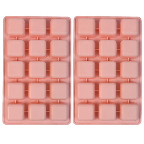 2 Pcs 15-Cavities Square Silicone Mold for Scented Wax Melts, Chocolate Truffles, Candy, Jelly, Ice Cube Tray