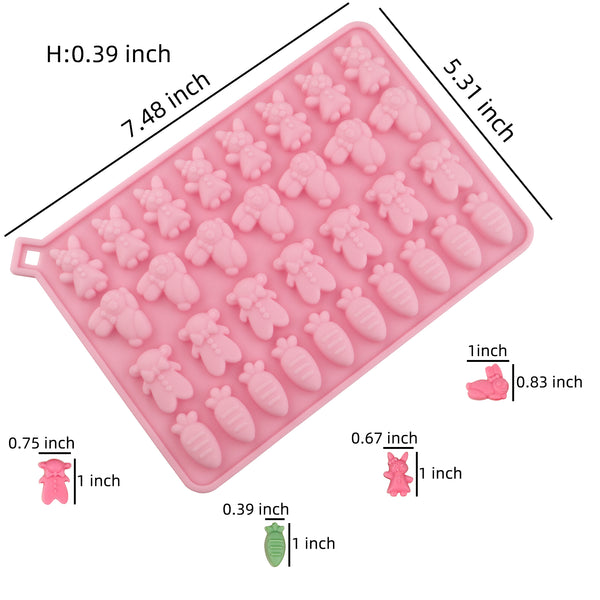 2 Pcs Easter Bunny Silicone Mold for Scented Wax Melts, Chocolate Truffles, Candy, Jelly, Ice Cube Tray