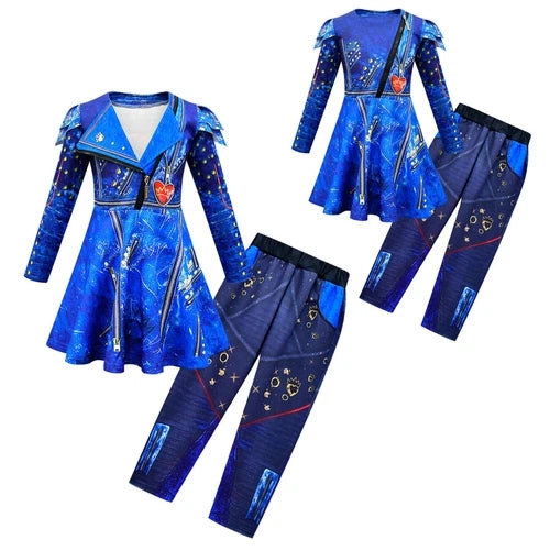 Descendants 3 Evie Kids Girls Skirt Pants Wigs Cosplay Fancy Dress Costume Suits
