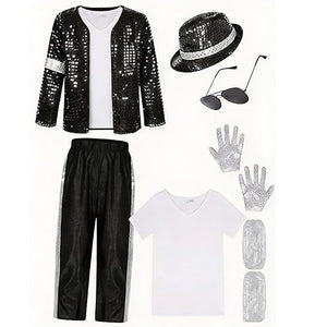 Pop Superstar Michael Jackson Costume Halloween Cosplay Costume for Kids Adults