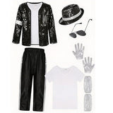Pop Superstar Michael Jackson Costume Halloween Cosplay Costume for Kids Adults