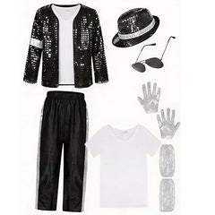Pop Superstar Michael Jackson Costume Halloween Cosplay Costume for Kids Adults