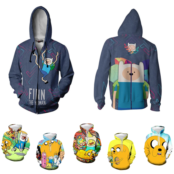 Adventure Time with Finn and Jake 3D Hoodies Sweatshirt Coat Jackets Costumes
