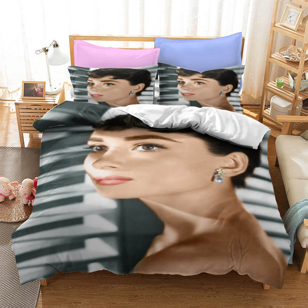 Audrey Hepburn Cosplay Bedding Set Duvet Cover Halloween Bed Sheets