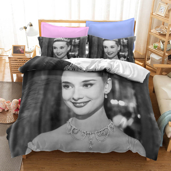 Audrey Hepburn Cosplay Bedding Set Duvet Cover Halloween Bed Sheets