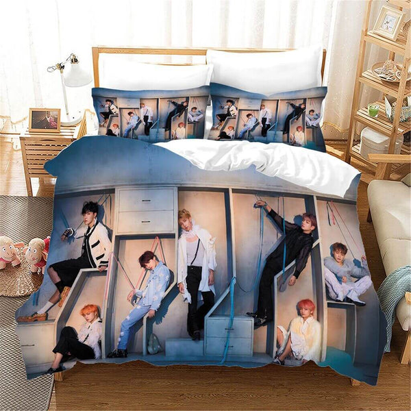 BTS Bangtan Boys Cosplay Bedding Set Duvet Cover Halloween Sheets Bed Set