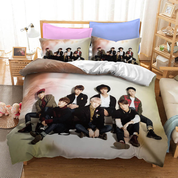 BTS Bangtan Boys Cosplay Bedding Set Duvet Cover Halloween Sheets Bed Set