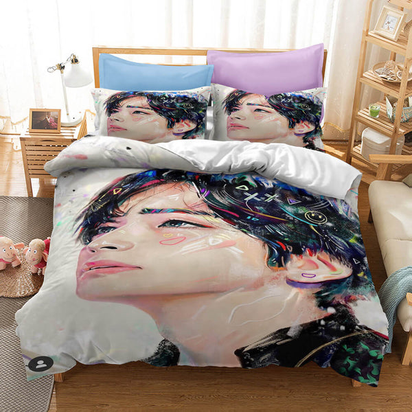 BTS Bangtan Boys Cosplay Bedding Set Duvet Cover Halloween Sheets Bed Set