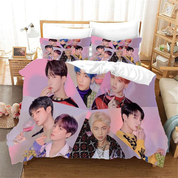 BTS Bangtan Boys Cosplay Bedding Set Duvet Cover Halloween Sheets Bed Set