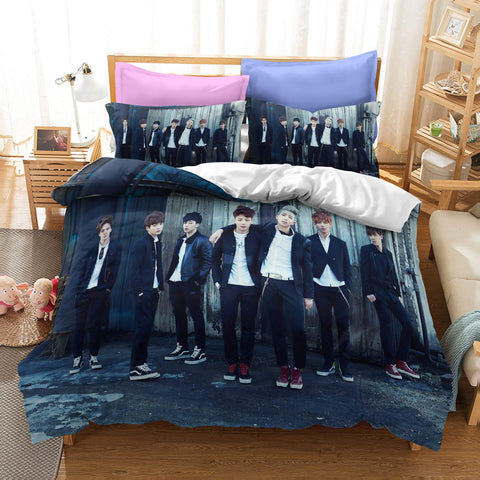 BTS Bangtan Boys Cosplay Bedding Set Duvet Cover Halloween Sheets Bed Set