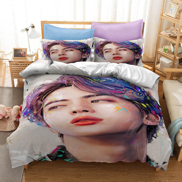 BTS Bangtan Boys Cosplay Bedding Set Duvet Cover Halloween Sheets Bed Set