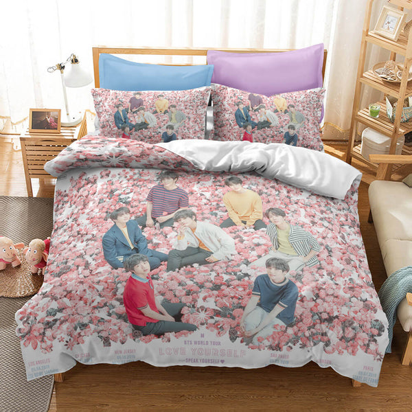 BTS Bangtan Boys Cosplay Bedding Set Duvet Cover Halloween Sheets Bed Set