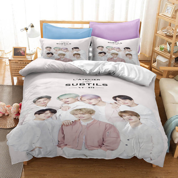 BTS Bangtan Boys Cosplay Bedding Set Duvet Cover Halloween Sheets Bed Set