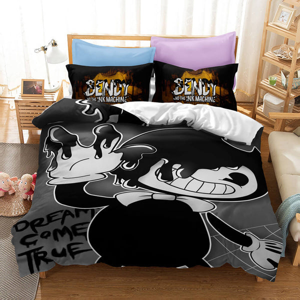 Game Bendy And The Ink Machine Cosplay Bedding Set Duvet Cover Halloween Bed Sheets
