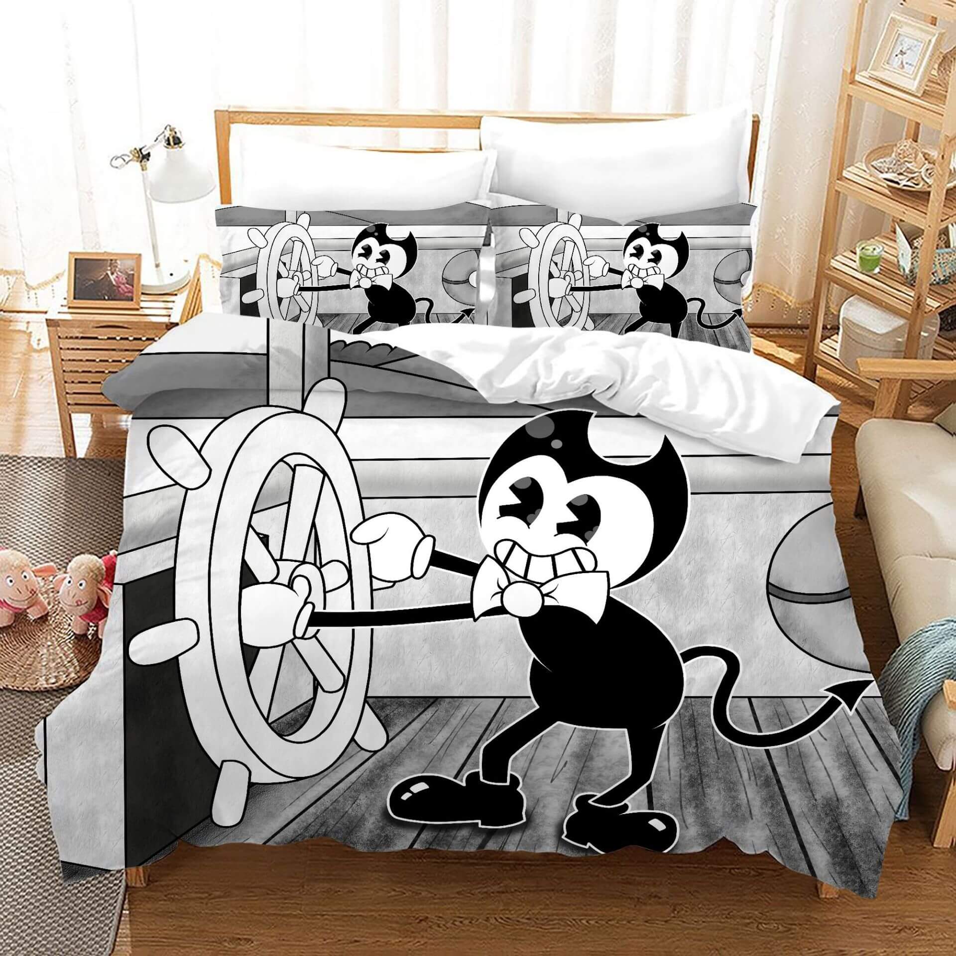 Bendy And The Ink Machine Cosplay Bedding Set Duvet Cover Halloween Bed Sheets