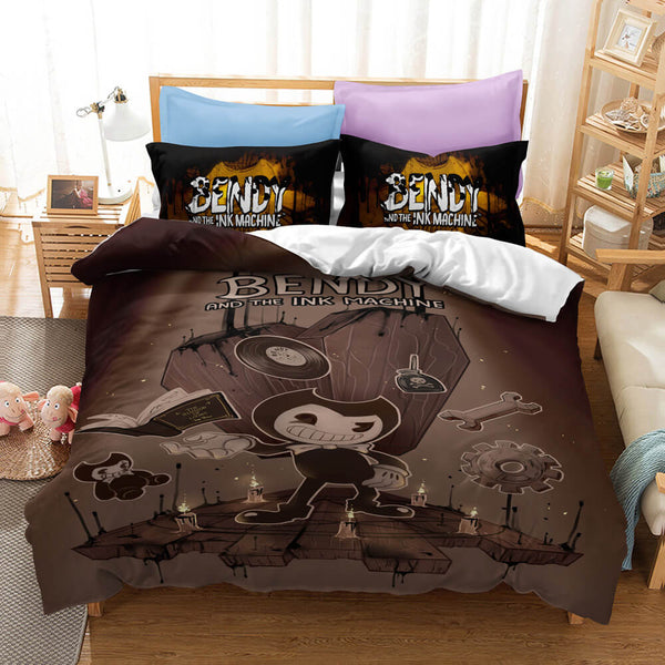 Game Bendy And The Ink Machine Cosplay Bedding Set Duvet Cover Halloween Bed Sheets