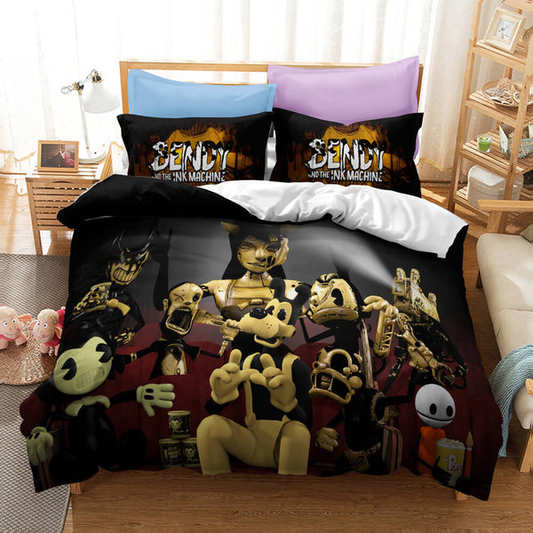 Game Bendy And The Ink Machine Cosplay Bedding Set Duvet Cover Halloween Bed Sheets