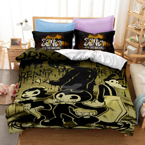 Game Bendy And The Ink Machine Cosplay Bedding Set Duvet Cover Halloween Bed Sheets