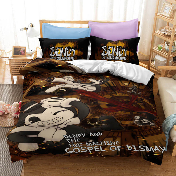 Game Bendy And The Ink Machine Cosplay Bedding Set Duvet Cover Halloween Bed Sheets