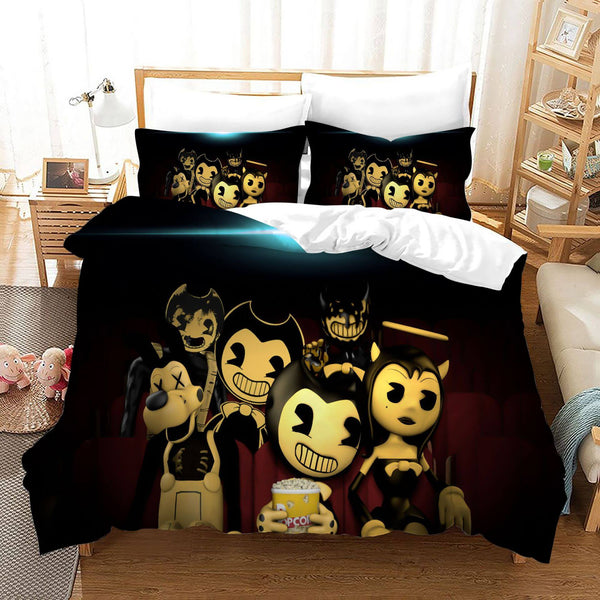 Game Bendy And The Ink Machine Cosplay Bedding Set Duvet Cover Halloween Bed Sheets