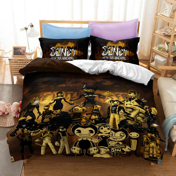Bendy And The Ink Machine Cosplay Bedding Set Duvet Cover Halloween Bed Sheets