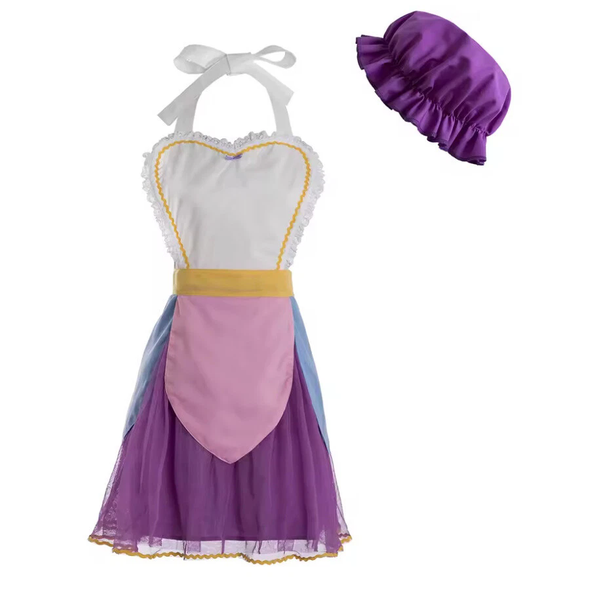 Cosplay Beauty and the Beast Mrs Potts Maid Dress Apron Hats Party Costumes Suit