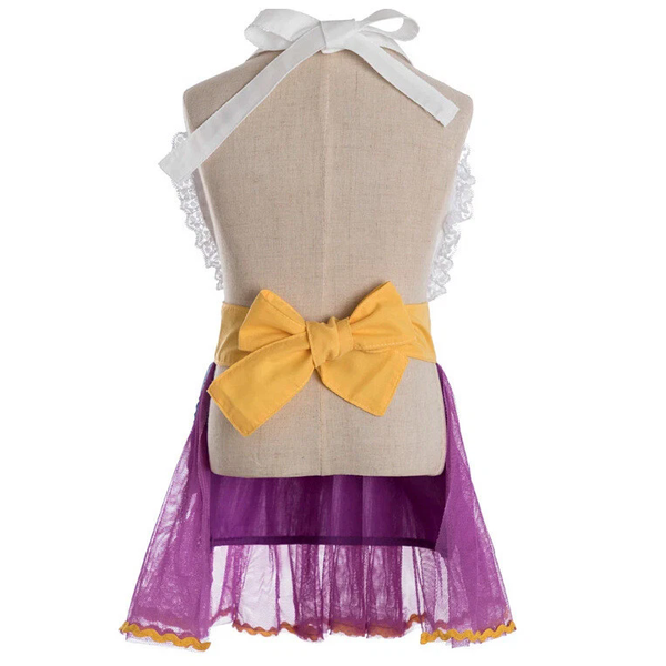 Cosplay Beauty and the Beast Mrs Potts Maid Dress Apron Hats Party Costumes Suit