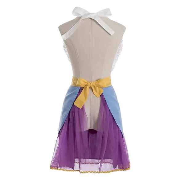 Cosplay Beauty and the Beast Mrs Potts Maid Dress Apron Hats Party Costumes Suit