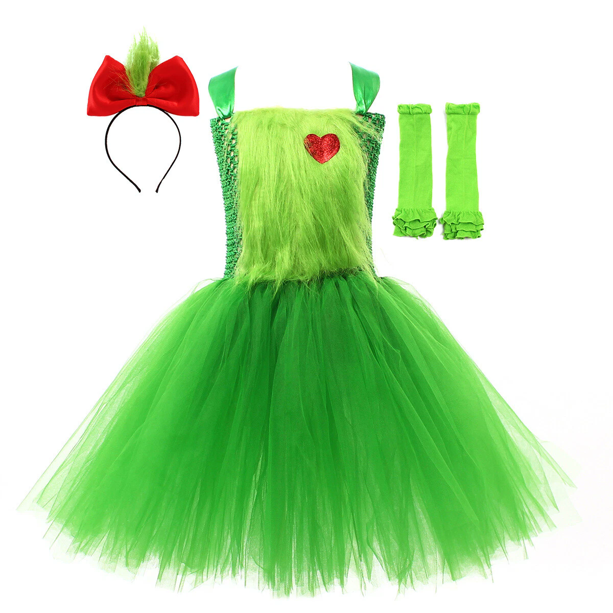 Cosplay Christmas Monster Grinch Kids Dress Halloween Girls Princess Skirt Suits