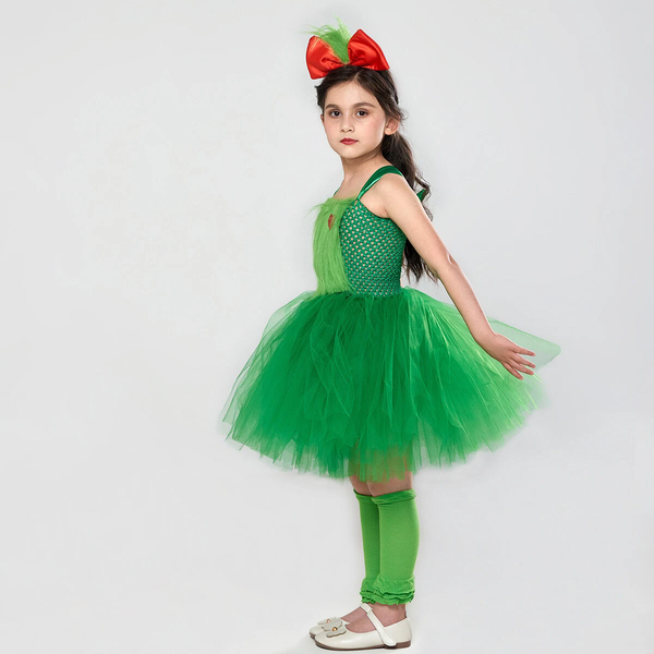 Cosplay Christmas Monster Grinch Kids Dress Halloween Girls Princess Skirt Suits
