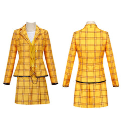 Cosplay Clueless Cher Yellow Check Suits Halloween Masquerade Outfits Costumes