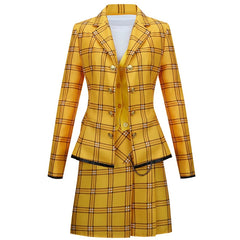 Cosplay Clueless Cher Yellow Check Suits Halloween Masquerade Outfits Costumes