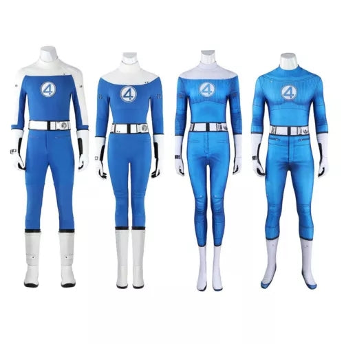 Cosplay Fantastic Four Jumpsuits Reed Invisible Woman Susan Adult Kids Bodysuit