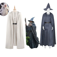 Cosplay Gandalf The Wizard Fairy Costume Gown Halloween Masquerade Full Set Suit