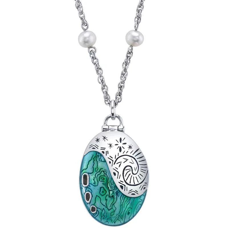 Cosplay Moana Ocean Shell Locket Necklace Openable Pendant Halloween Props Gifts