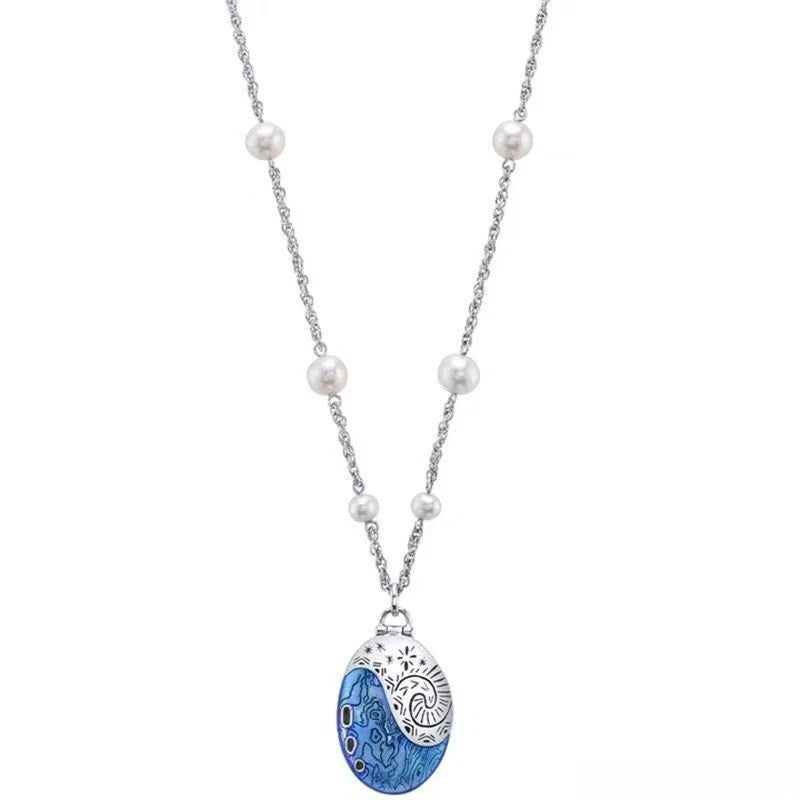 Cosplay Moana Ocean Shell Locket Necklace Openable Pendant Halloween Props Gifts