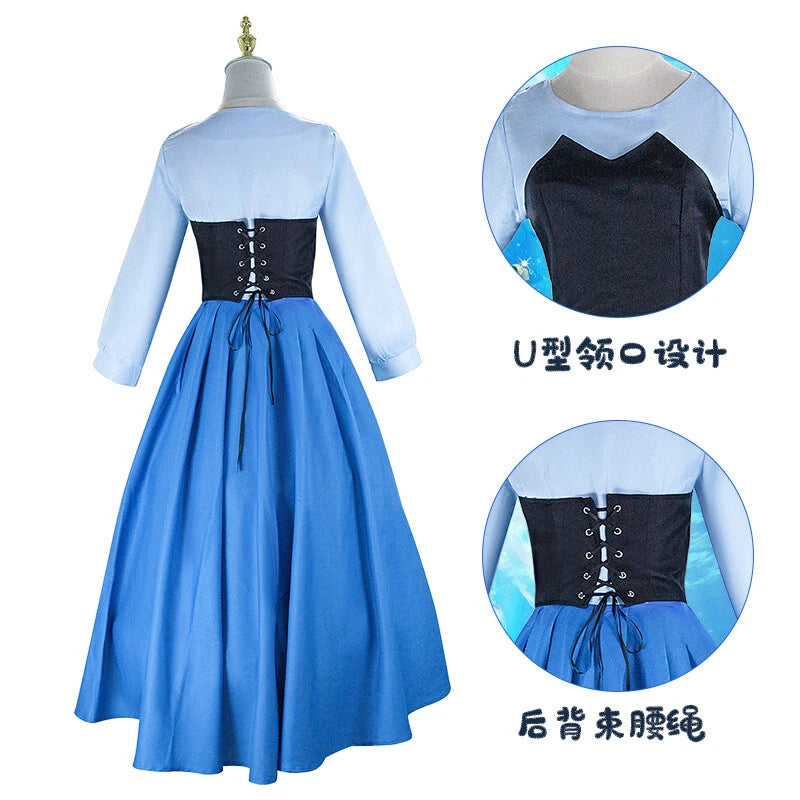 Cosplay Princess Ariel Dress Halloween Carnival Suits Womens Full Set Costumes