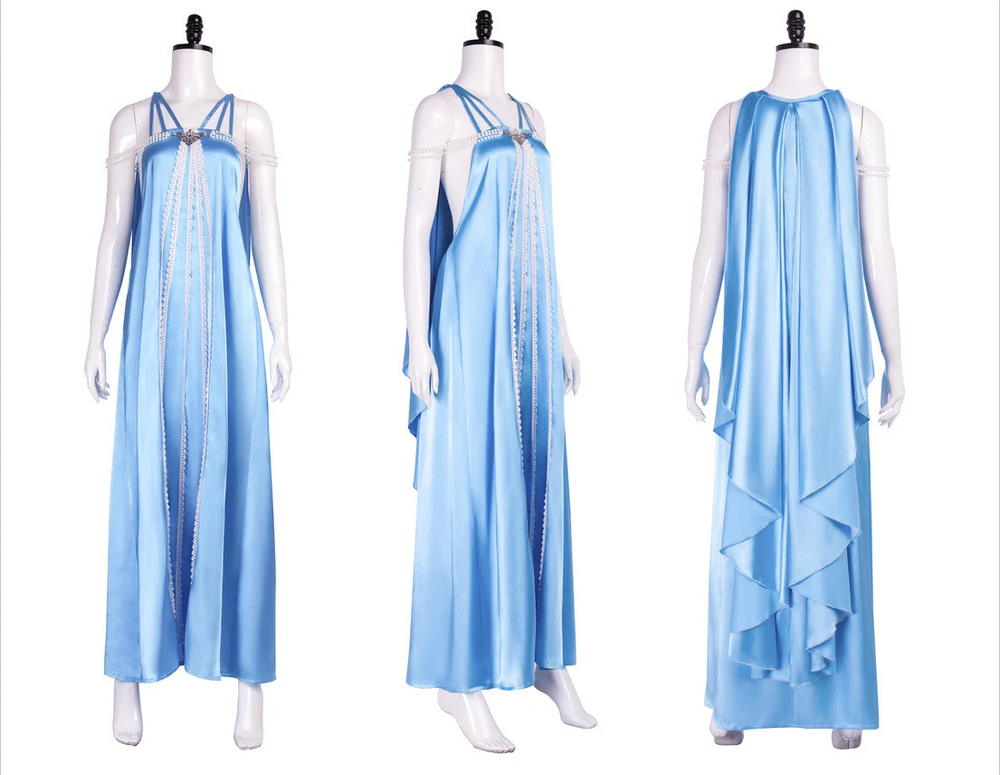 Cosplay SW Padmé Amidala Dress Sleepwear Halloween Carnival Gown Costumes, Light Blue / M