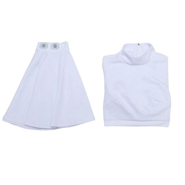 Cosplay Star Wars Princess Leia Costume Halloween Carnival Suit Top Skirts White