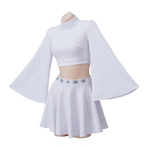 Cosplay SW Princess Leia Costume Halloween Carnival Suit Top Skirts White